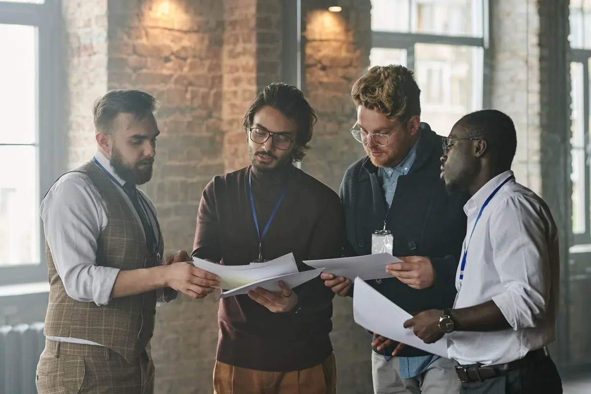 Professional team coordinating case documents and matter work